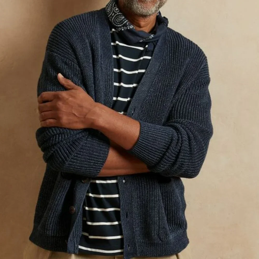 Banana Republic Relaxed 100% Linen Button Front Cardigan